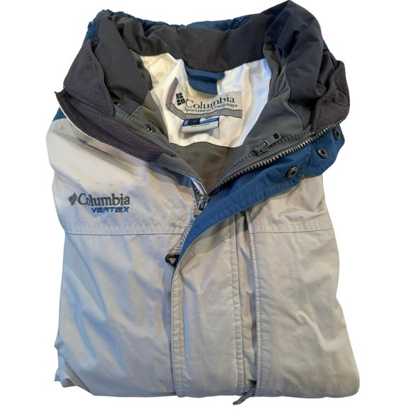 Columbia Silver/Blue/Grey Omnishield Vertex Jacket with Optional Hood - Mens L - Picture 1 of 16
